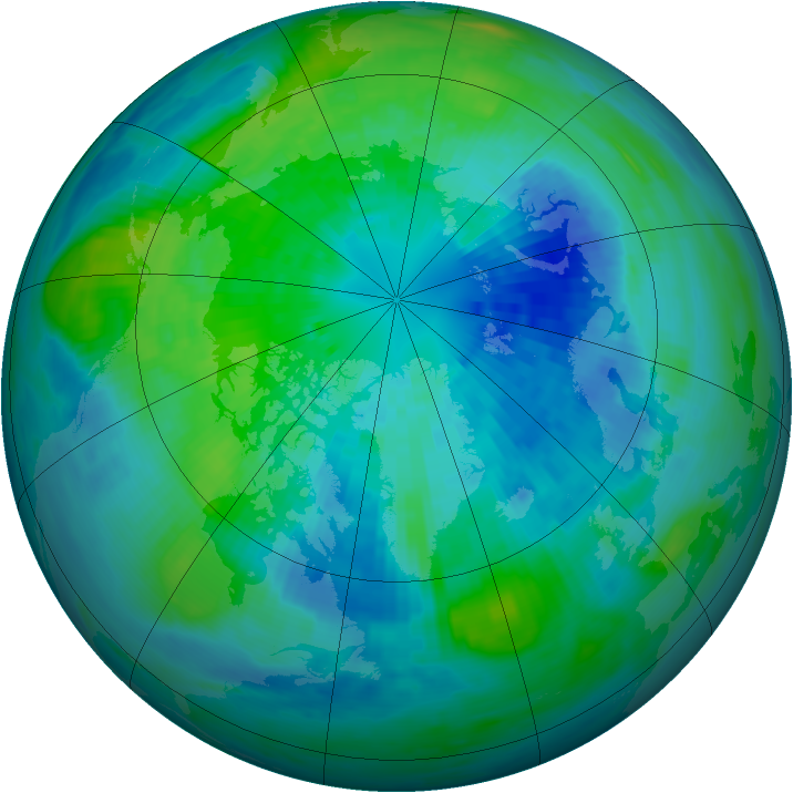Arctic ozone map for 28 September 1992